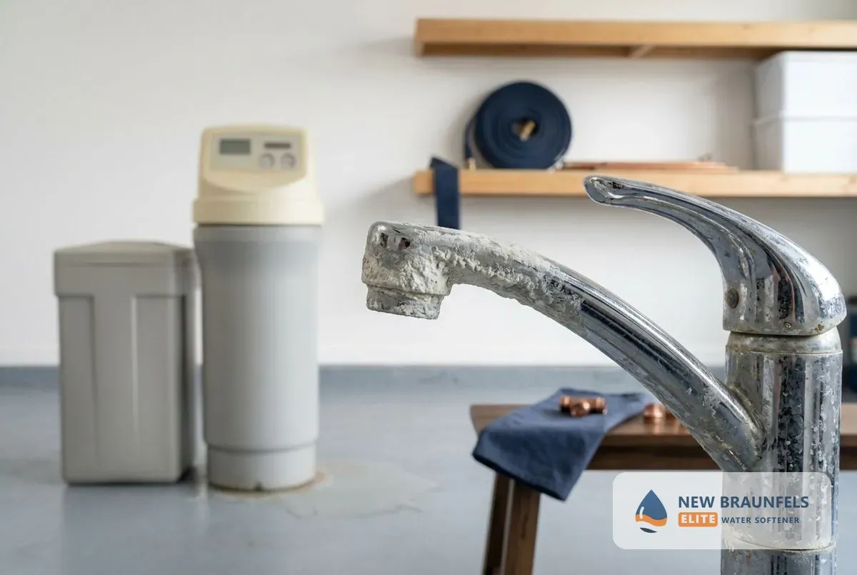 Signs you need a new water softener New Braunfels TX scale on faucet and leaking tank